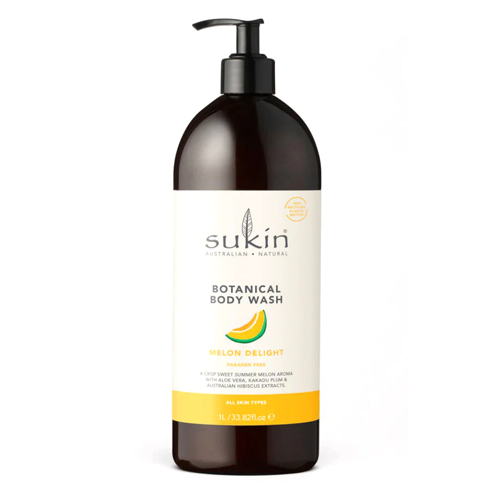 Sukin Botanical Body Wash Melon Delight for Gentle Cleansing and Skin Hydration 33.82Oz (1l)
